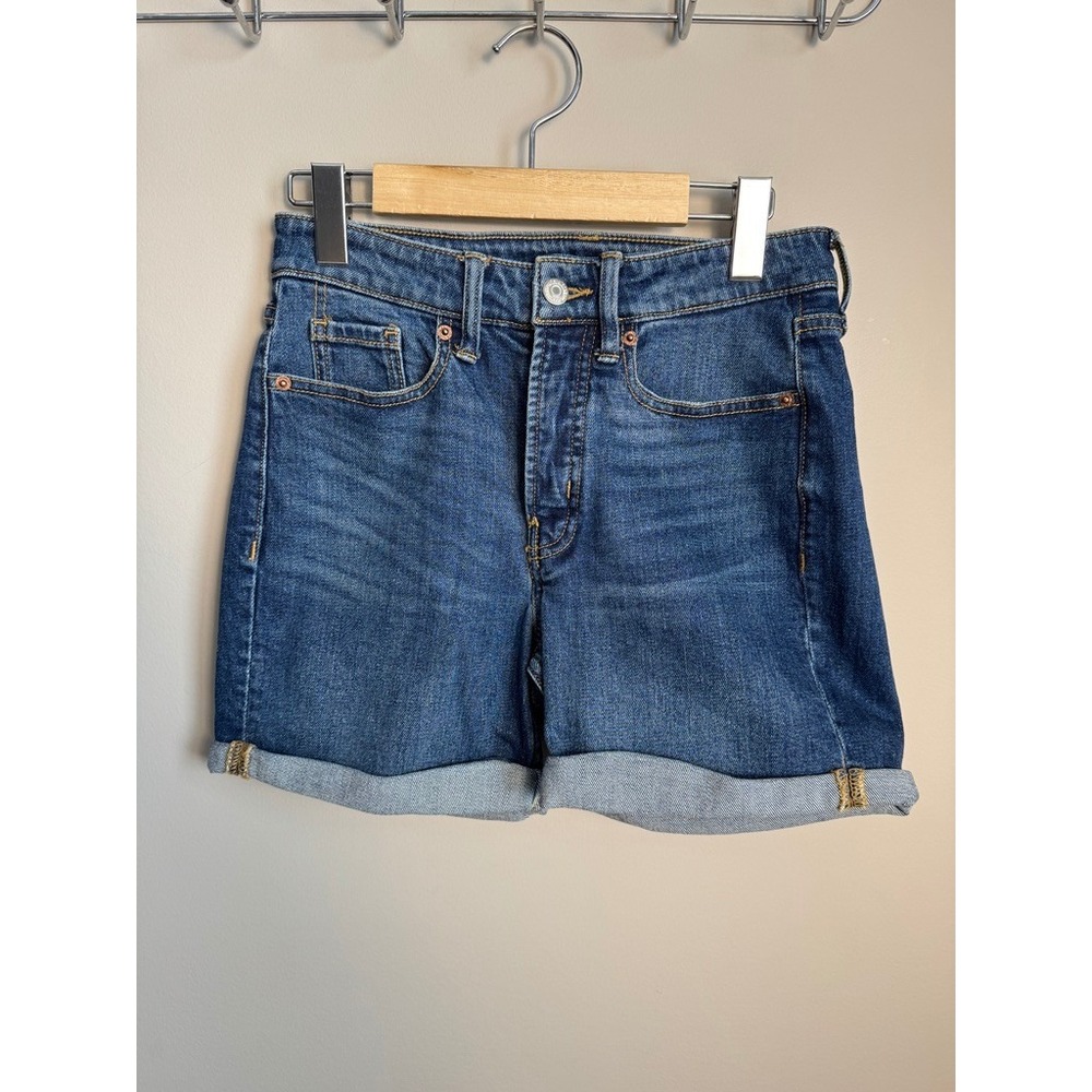Denim Roll-Cuff Women's Shorts - Blue
